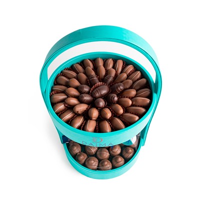 Show details for Chocolate Assorted and Dates Chocolate Round Double Tray Set 1304gm Picture of Chocolate Assorted and Dates Chocolate Round Double Tray Set 1304gm