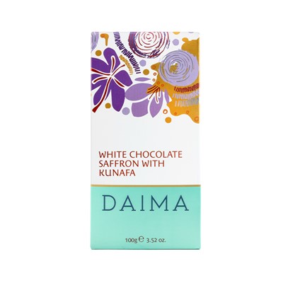 Show details for Daima White Chocolate Saffron With Kunafa 100gm Picture of Daima White Chocolate Saffron With Kunafa 100gm