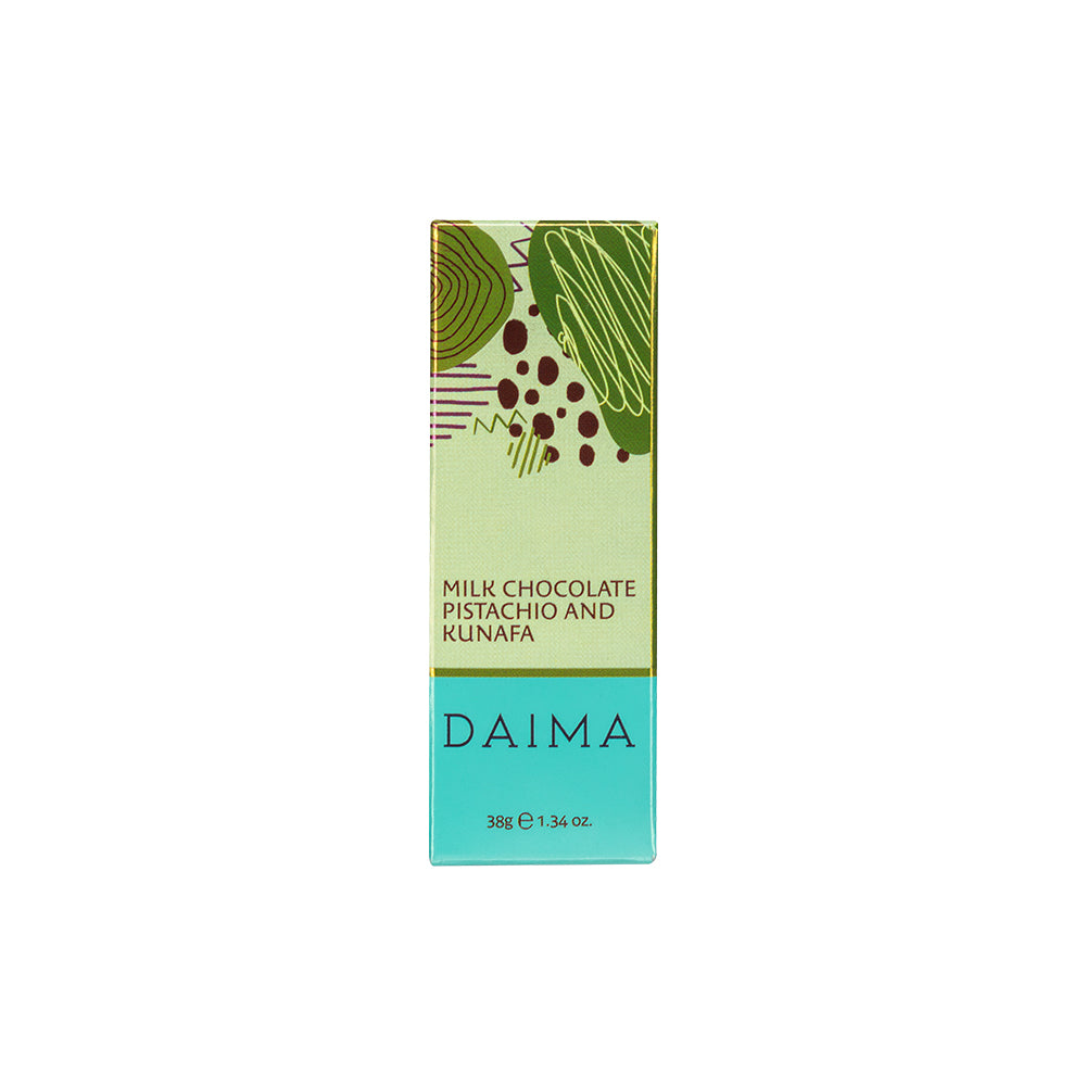 Daima milk chocolate pistachio kunafa mini bar 38gm