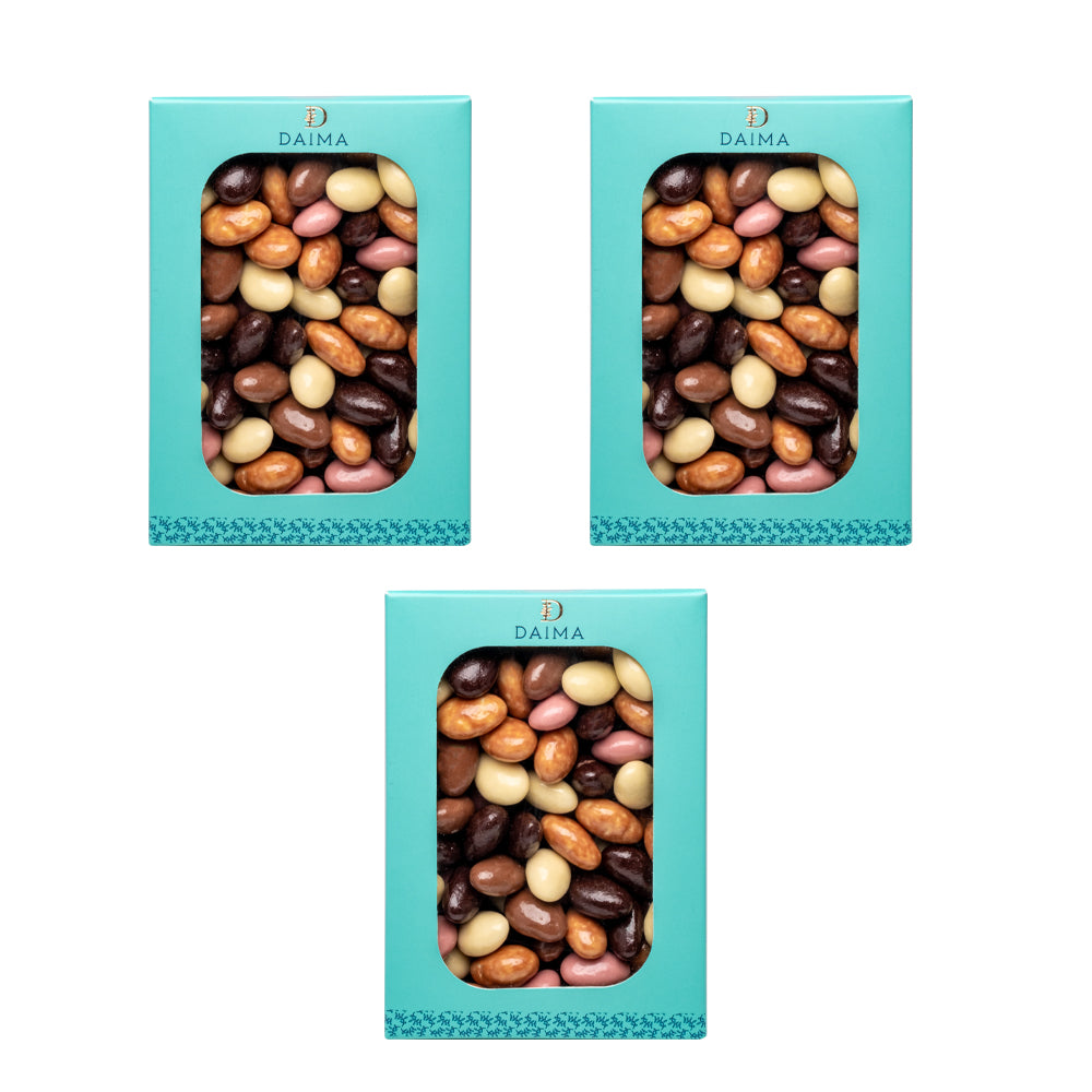 Pre packed dragee almond assorted 3pcs