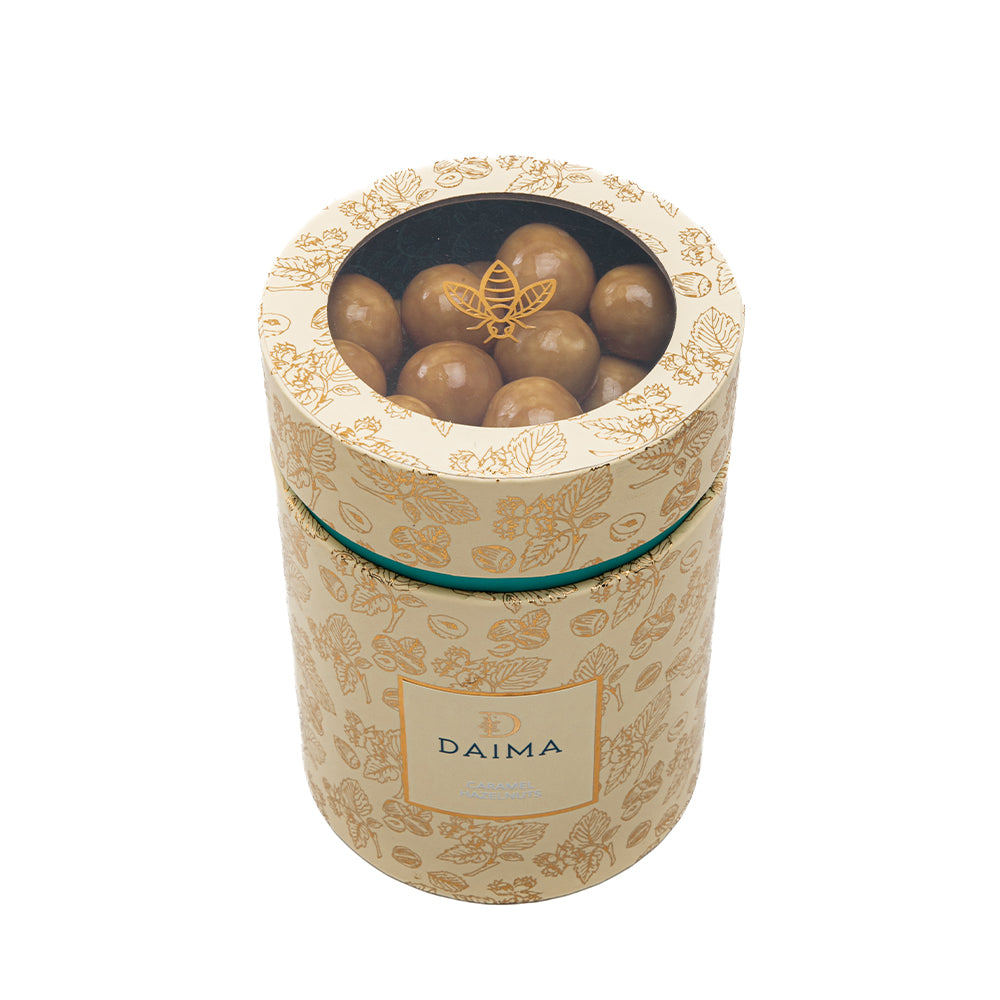 Pre Packed Dragee Cylinder Box Hazelnut Caramel 270gm - Image 3