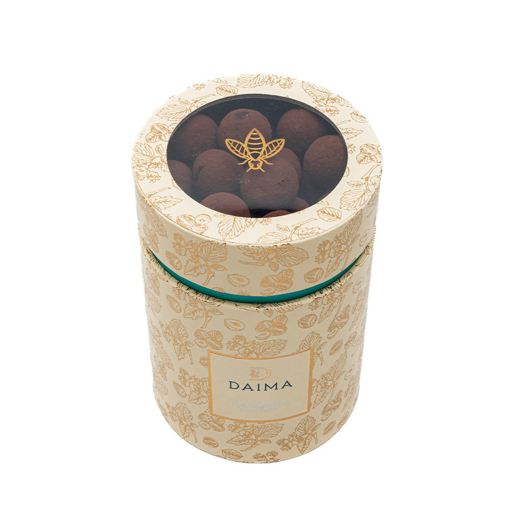 Pre Packed Dragee Cylinder Box Hazelnut Cocoa Powder 270gm - Image 3