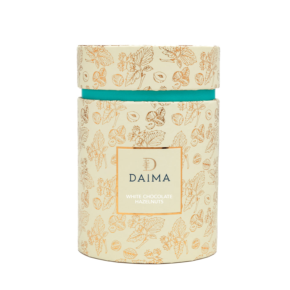 Pre Packed Dragee Cylinder Box Hazelnut White 270gm