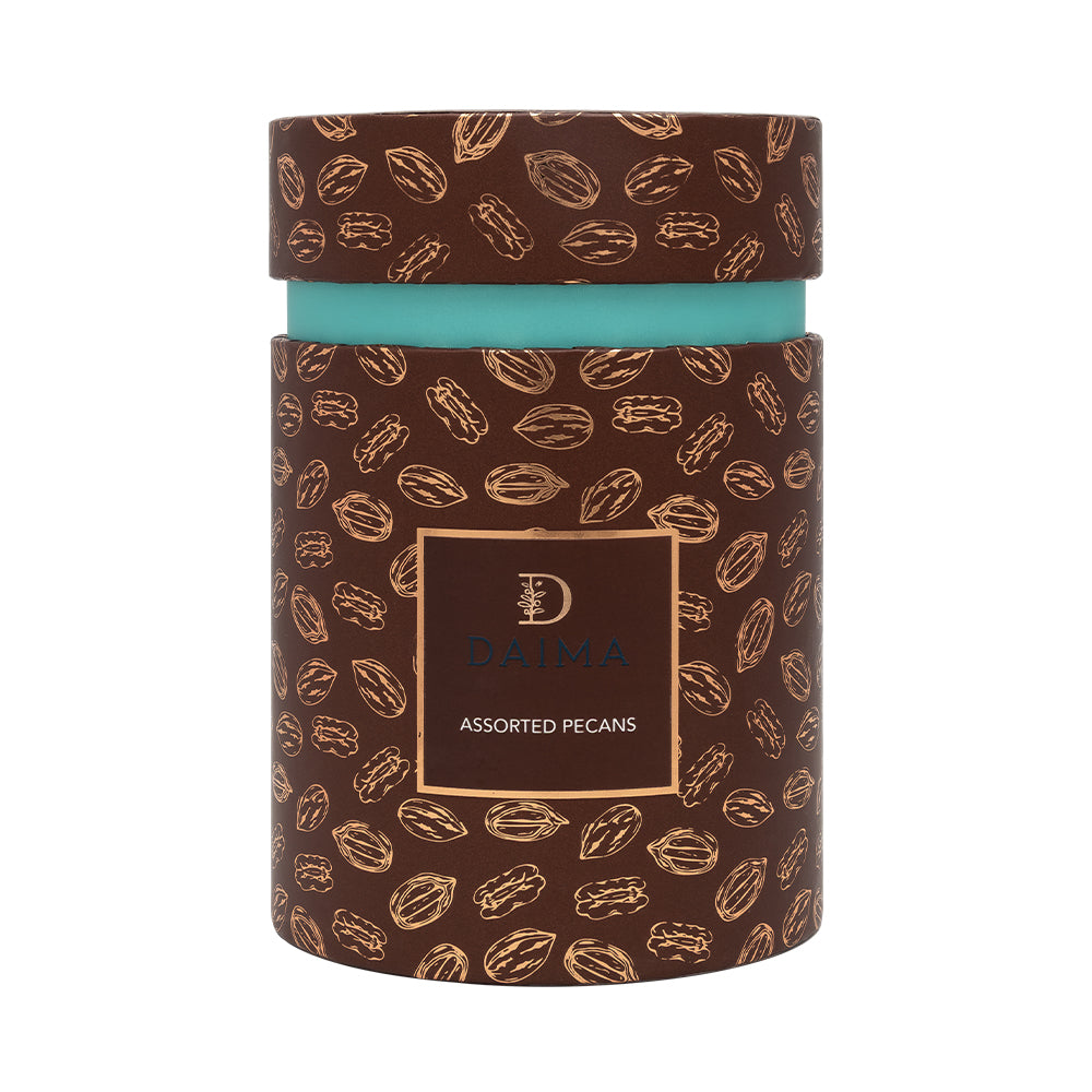 Pre packed dragee cylinder box pecan assorted 270gm