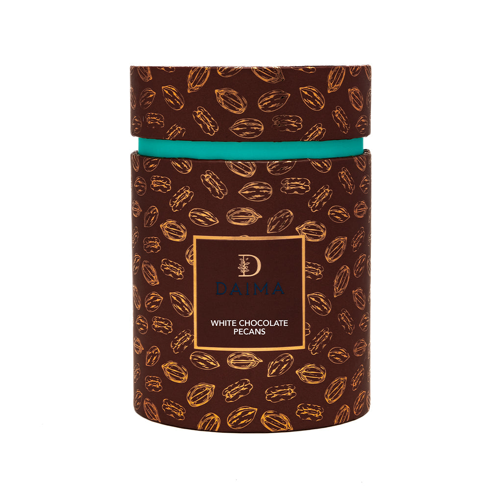 Pre Packed Dragee Cylinder Box Pecan White 270gm