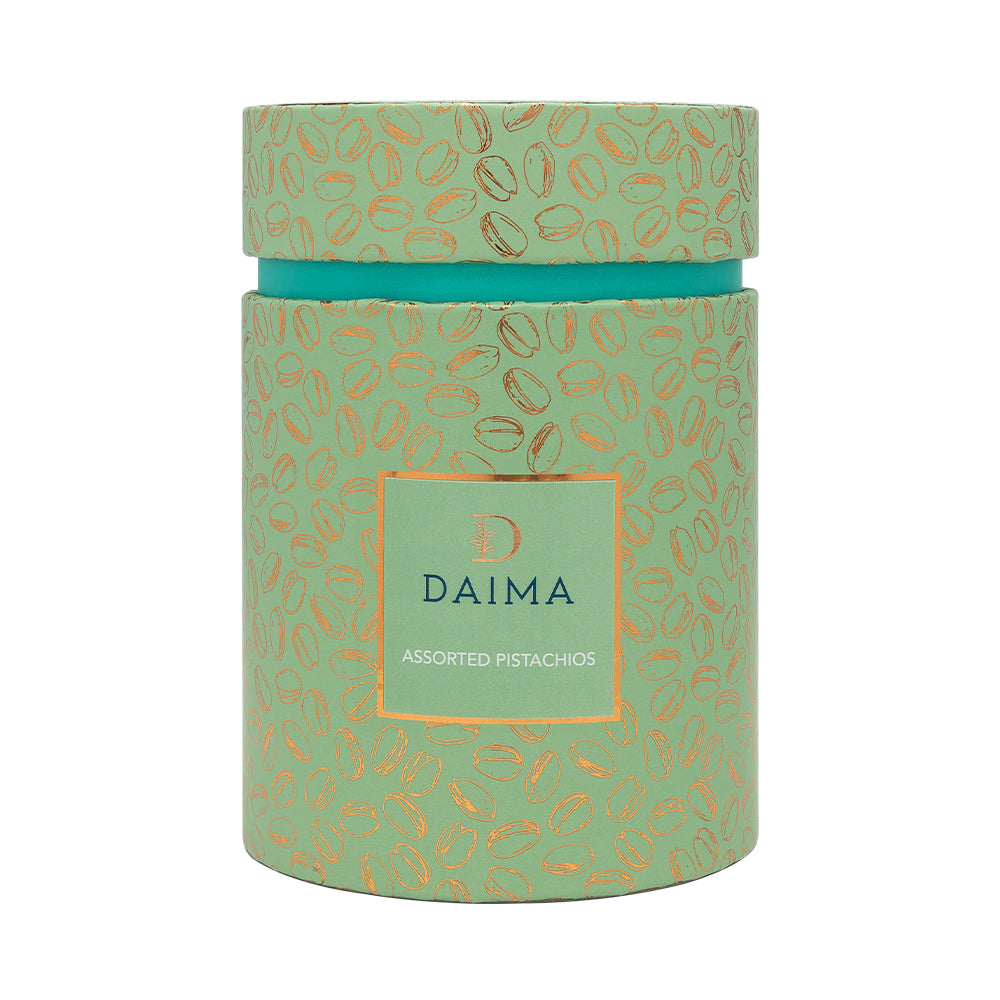 Pre packed dragee cylinder box pistachio assorted 270gm