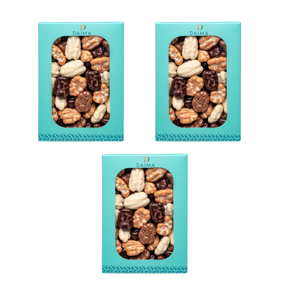 Pre packed dragee pecan assorted 3pcs