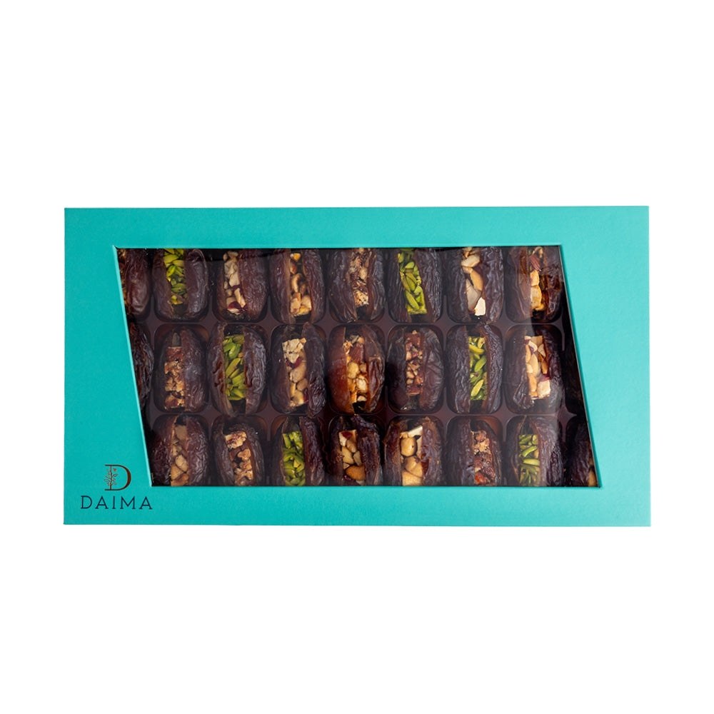 Rectangular box stuffed dates assorted bar 750gm