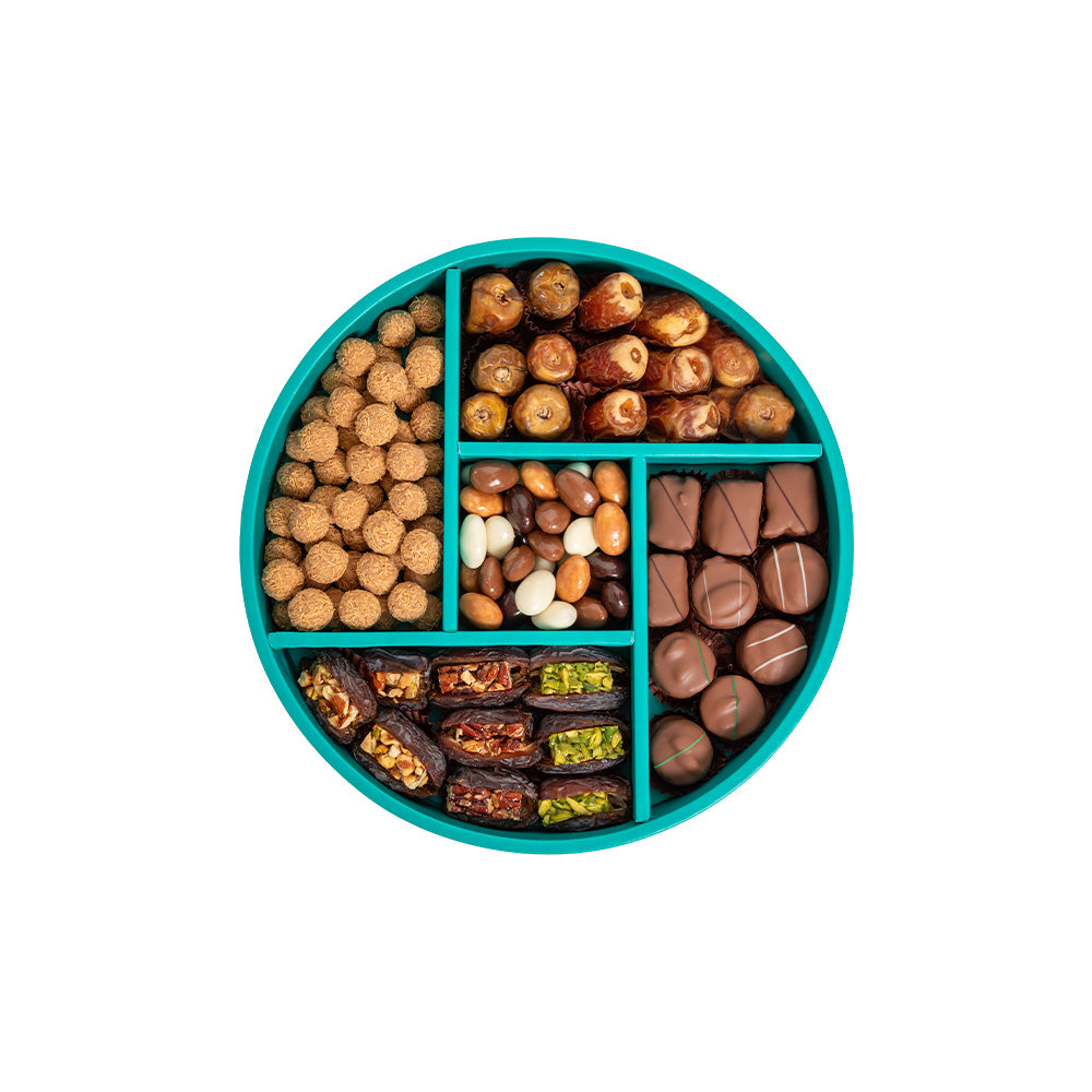 Stuffed Dates Chocolate Medium Round Tray 5 Set 1156gm