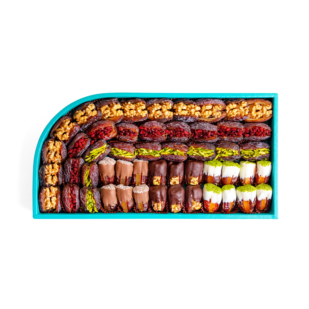 Picture of Daima Dates Chocolate Medium L Shape Window Tray 1333gm