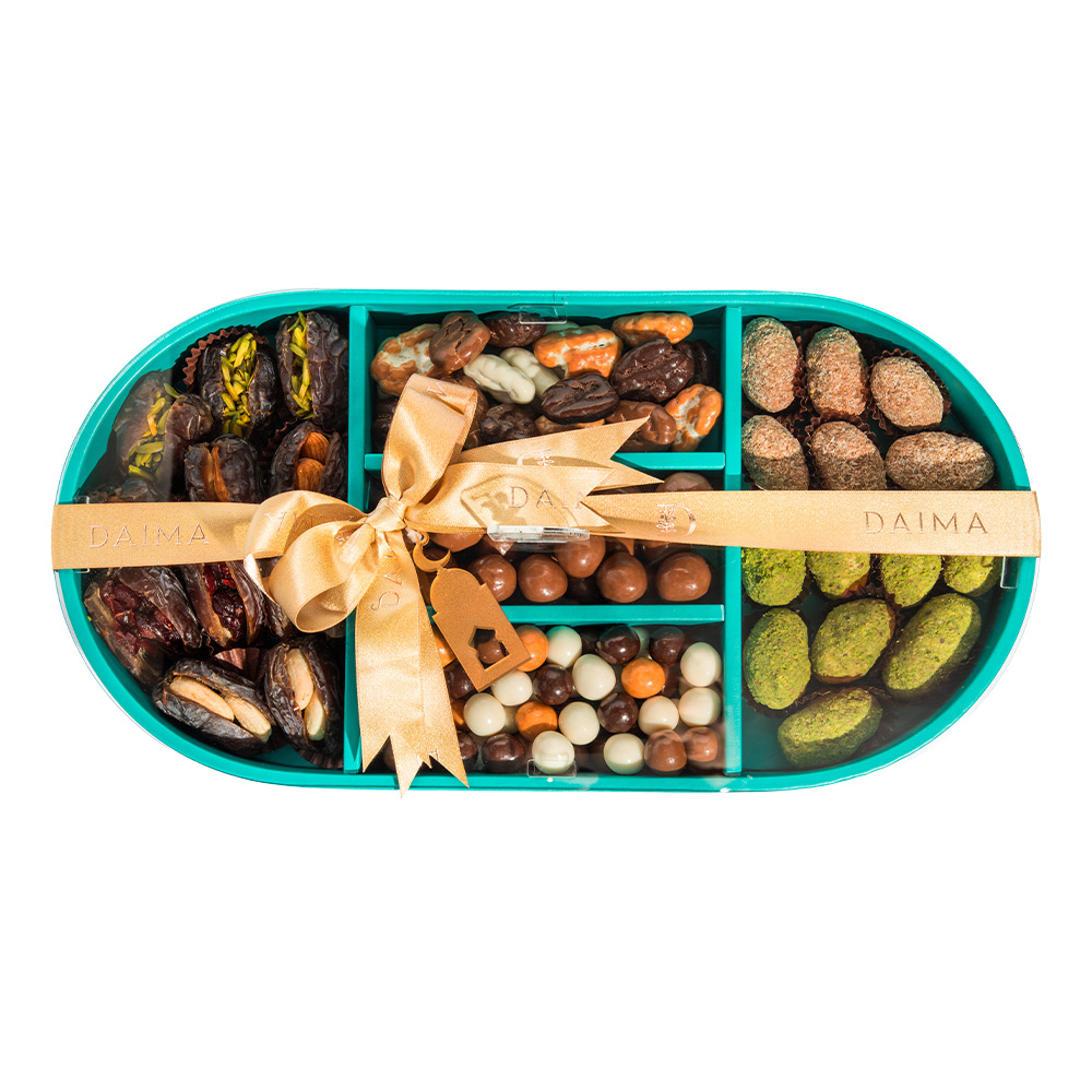 Picture of Stuffed Dates Chocolate Medium Ovel Tray 5 Set 1260gm