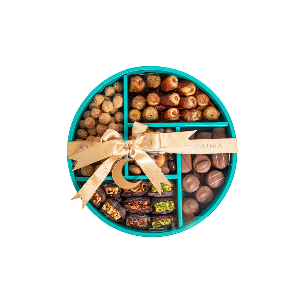 Picture of Stuffed Dates Chocolate Medium Round Tray 5 Set 1156gm