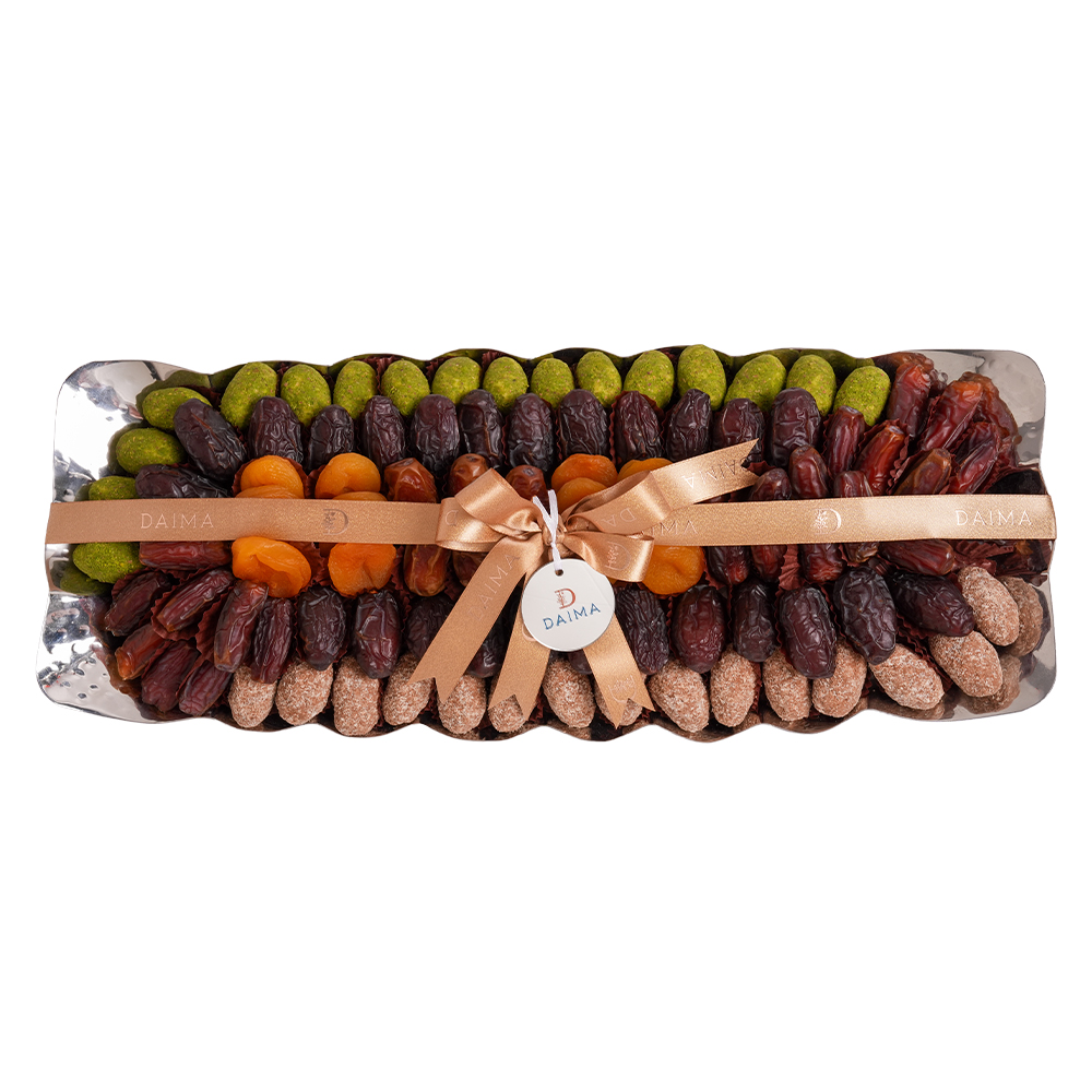 Picture of Daima Dates and Chocolate Silver Rectangular Tray 1995gm